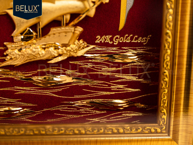 Tranh thuận buồm xuôi gió dát vàng 24k 25x20cm